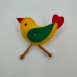 trispalvis papuošalas sagė paukštis geltonas